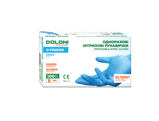 Рукавички нітрилові DOLONI стандартні р. M 50 пар/уп. блакитні